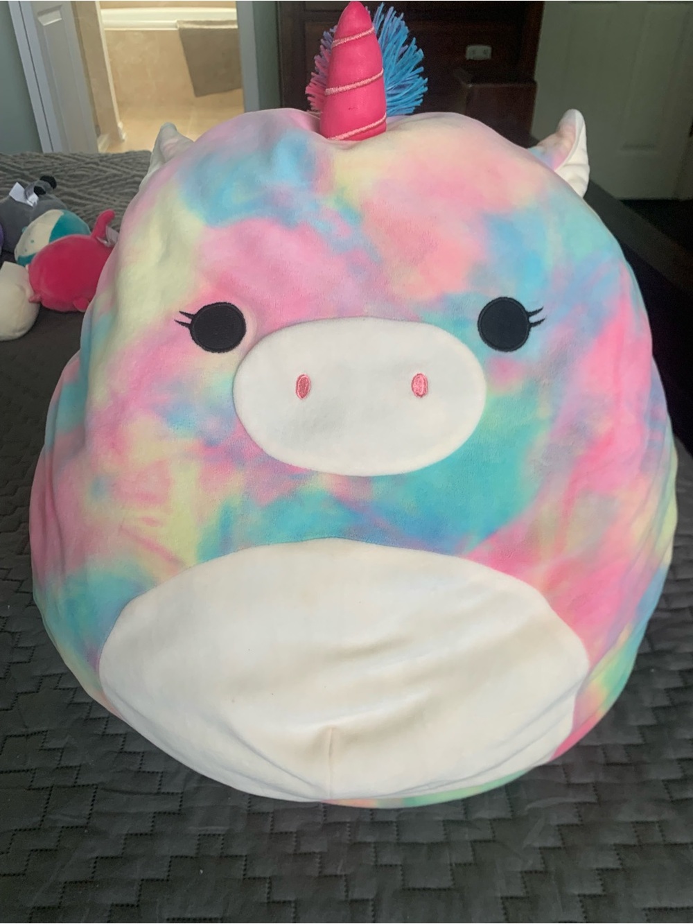 Sqishmallow Pastel Tie-Dye Unicorn Plush Pillow
